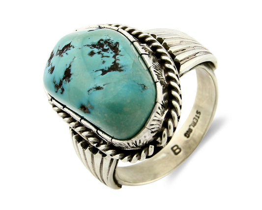 Navajo Turquoise Ring .925 Silver Handmade Signed Artist Begay C.80's