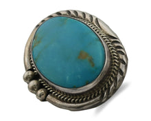 Navajo Ring .925 Silver Natural Turquoise Artist Signed KH C.80s
