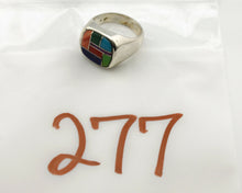 Navajo Inlaid Ring .925 Silver Gemstone Artist Native American C.1980's
