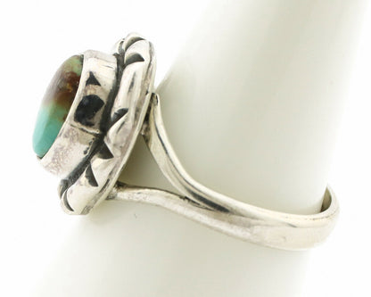 Navajo Ring .925 Silver Kingman Turquoise Artist Signed Gecko C.90's