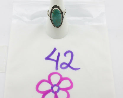 Navajo Ring .925 Silver Kingman Turquoise Native Artist Signed C.80's