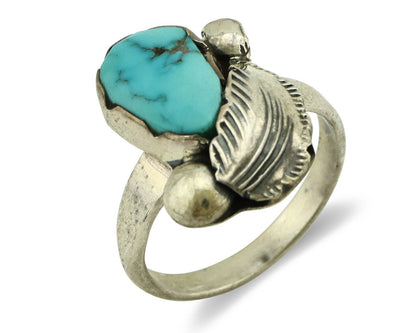 Zuni Ring 925 Silver Natural Blue Turquoise Artist Signed Simplicio C.80's