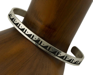 Hopi Bracelet .925 Silver Handmade Overlay Style Signed Guy Josytewa Cuff C.80's