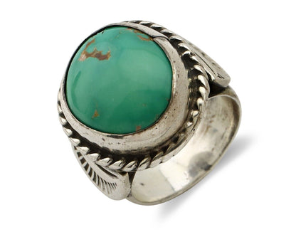 Navajo Handmade Ring 925 Silver Green Turquoise Signed C Montoya C.80's