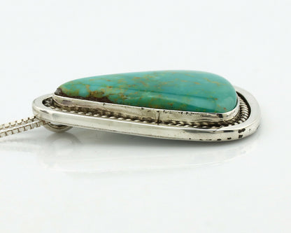 Navajo Necklace .925 Silver Natural Turquoise Signed Doug Zachary C.1980's