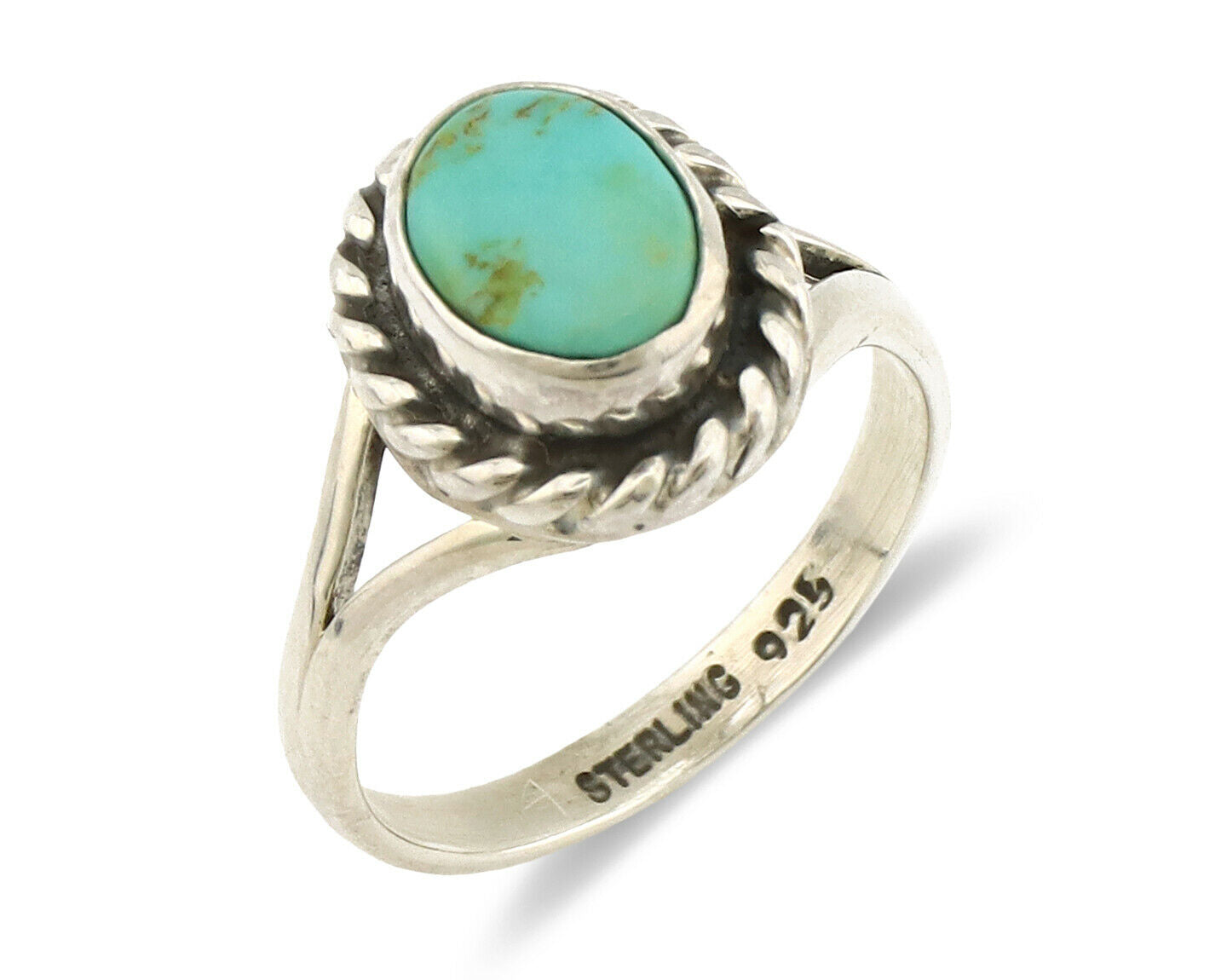 Navajo Ring .925 Silver Kingman Turquoise Artist Signed Gecko C.90's