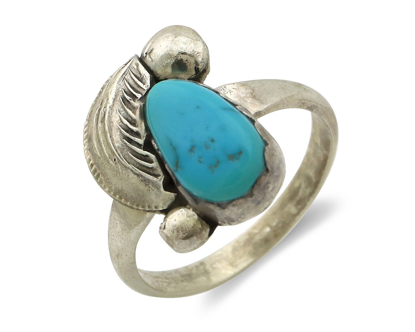 Zuni Ring 925 Silver Natural Mined Blue Turquoise Artist Signed Simplicio C.80's