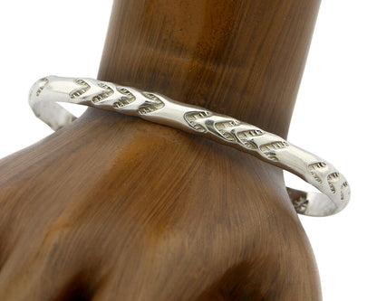 Navajo Bracelet .925 Silver Hand Stamped Arrow Head Artist Begay & Montoya C80s