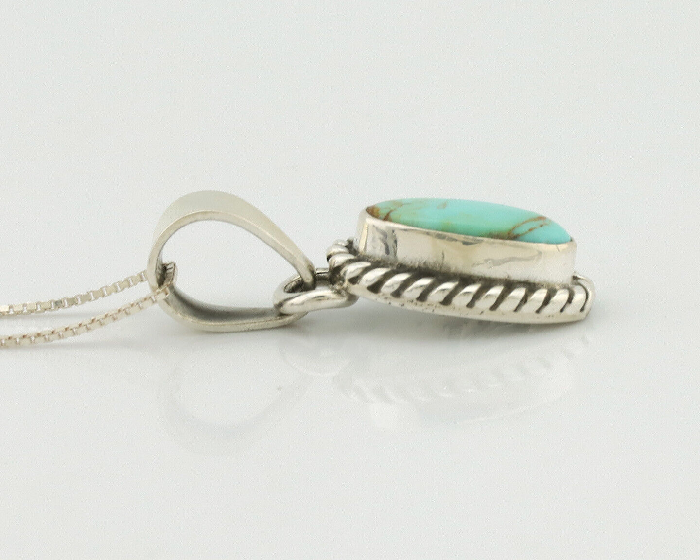 Navajo Necklace .925 Silver Arizona Turquoise Artist Gecko C.1980's