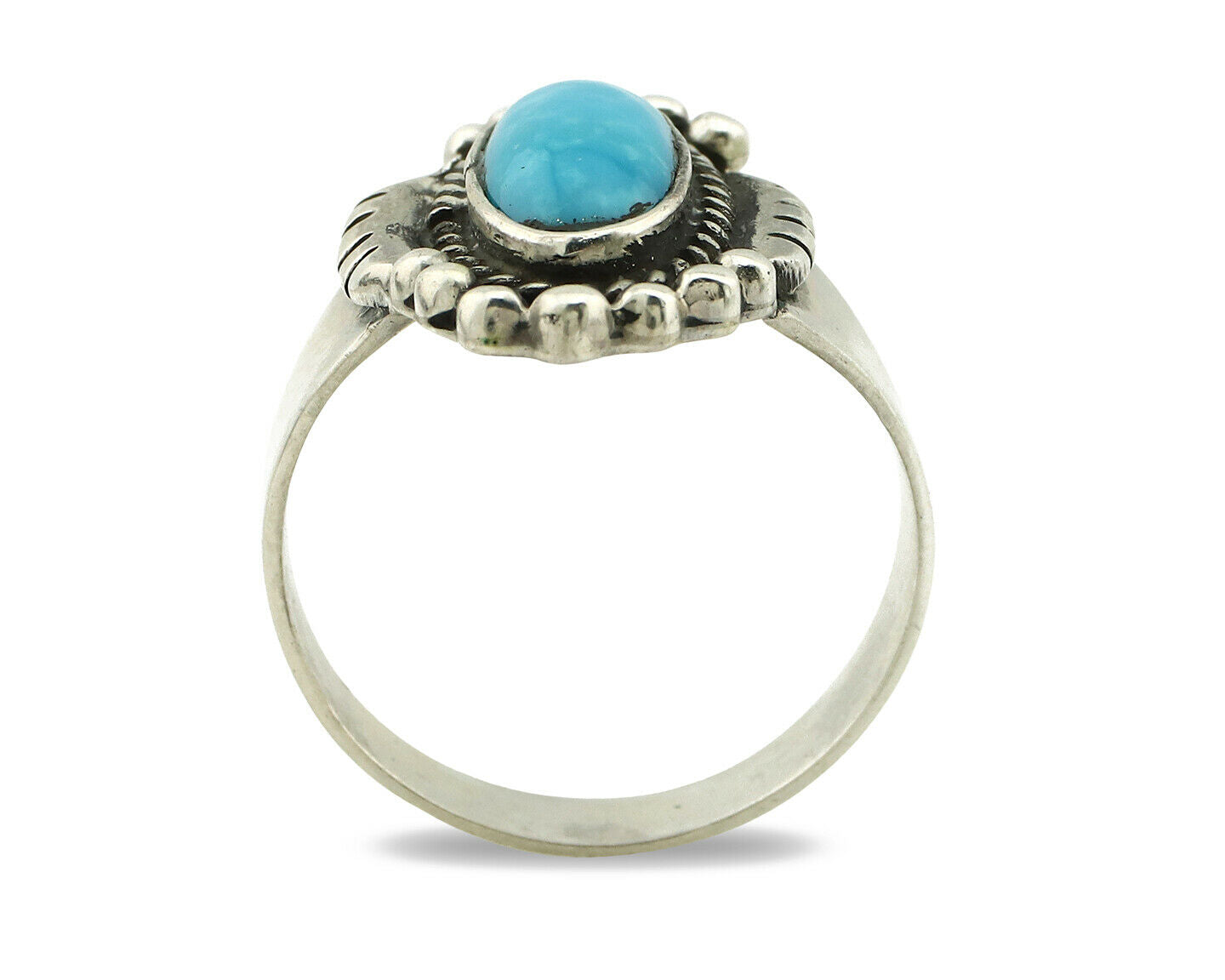 Navajo Ring .925 Silver Blue Turquoise Native American Artist C.80's