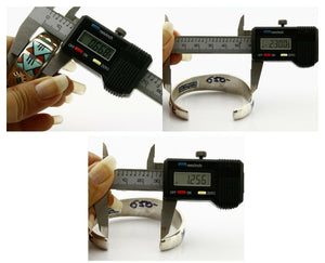 C. 1980's Navajo Signed STC Inlay Gemstone .925 Silver Cuff Bracelet