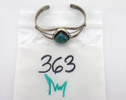 Women Navajo Bracelet 925 Silver Blue Gem Turquoise Signed Philip Zachary C.80's