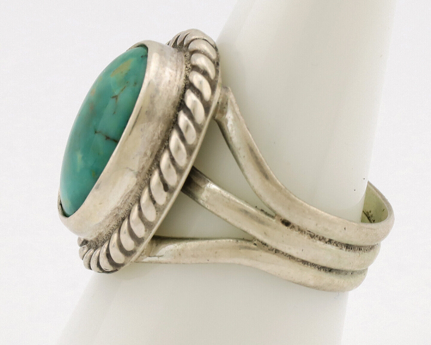 Navajo Ring .925 Silver Natural Kingman Turquoise Native American Artist C.1980s