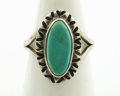 Navajo Ring .925 Silver Kingman Turquoise Artist Signed Gecko C.80's