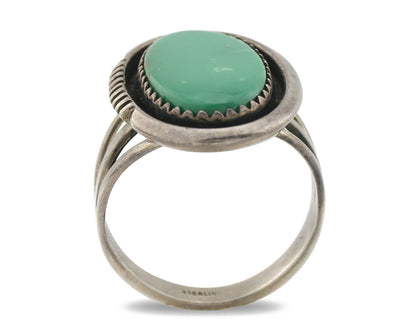 Navajo Ring .925 Silver Green Turquoise Native American Artist C.1980's