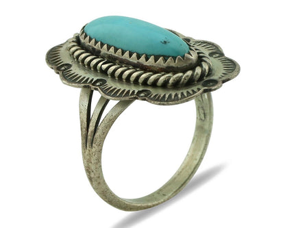 Navajo Ring 925 Silver Turquoise Native American Artist C.80's