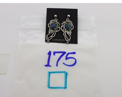 Navajo Earrings 925 Silver Natural Mined Denim Lapis Native American Artist C80s