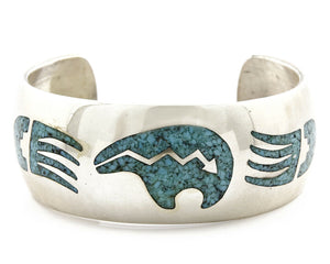 Women's Navajo Bracelet .925 Silver Sleeping Beauty Turquoise Inlaid JT C.80's