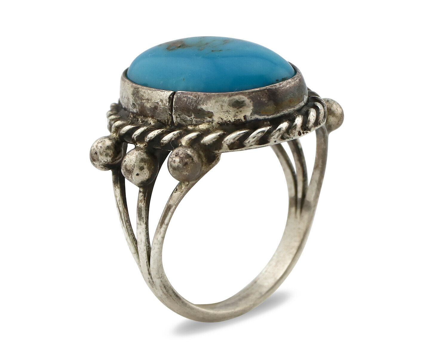 Navajo Ring .925 Silver Arizona Turquoise Handmade Signed MC C80s