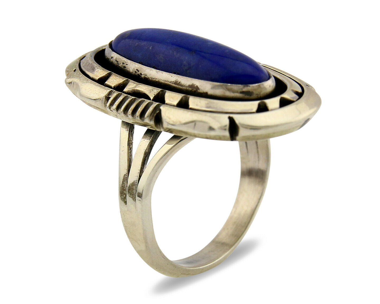 Navajo Ring .925 Silver Lapis Lazuli Artist William Denetdale C.80's