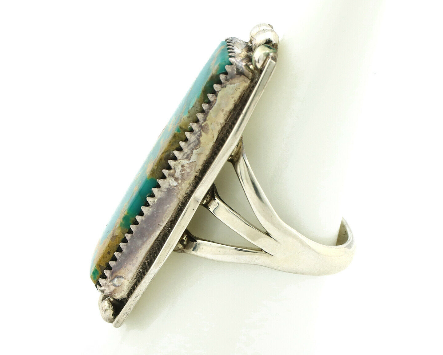 Navajo Ring .925 Silver Natural Aqua Turquoise Signed B C.80's