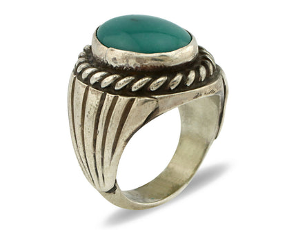 Navajo Ring .925 Silver Green Turquoise Artist C Montoya Circa.80's