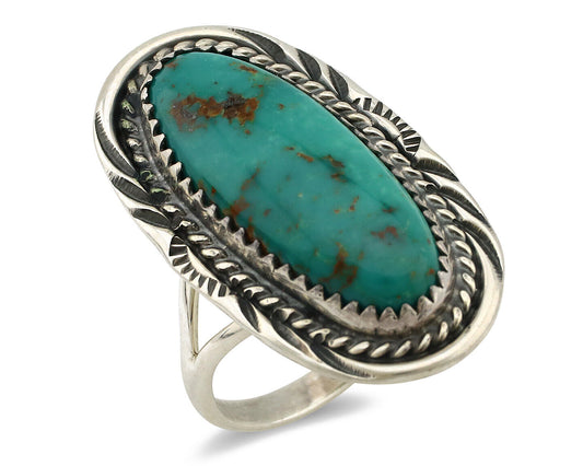 Navajo Ring 925 Silver Natural Blue Turquoise Native American Artist C.1980's
