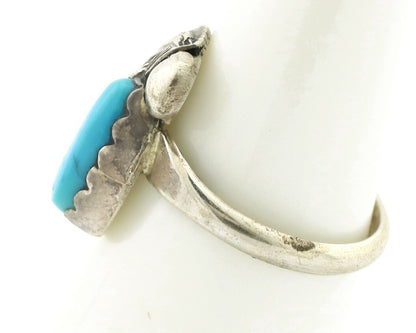 Zuni Ring 925 Silver Natural Mined Blue Turquoise Artist Signed Simplicio C.80's