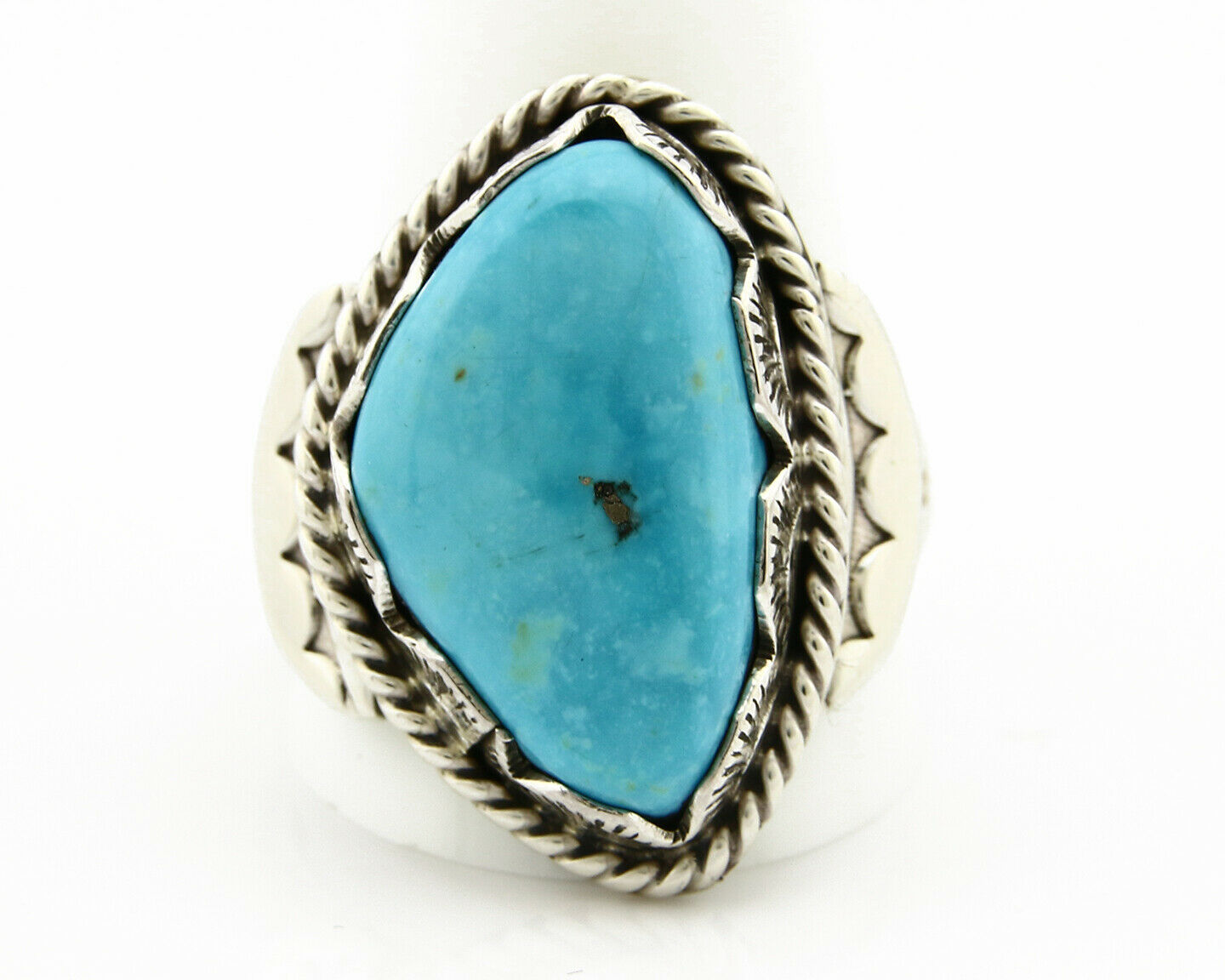 Navajo Turquoise Ring .925 Silver Handmade Signed Artist Begay C.80's