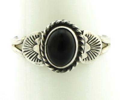 Navajo Ring 925 Silver Natural Mined Black Onyx Native American Artist C.80's