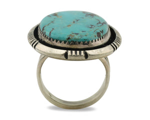 Navajo Ring .925 Silver Natural Turquoise Artist Signed William Denetdale C.80s