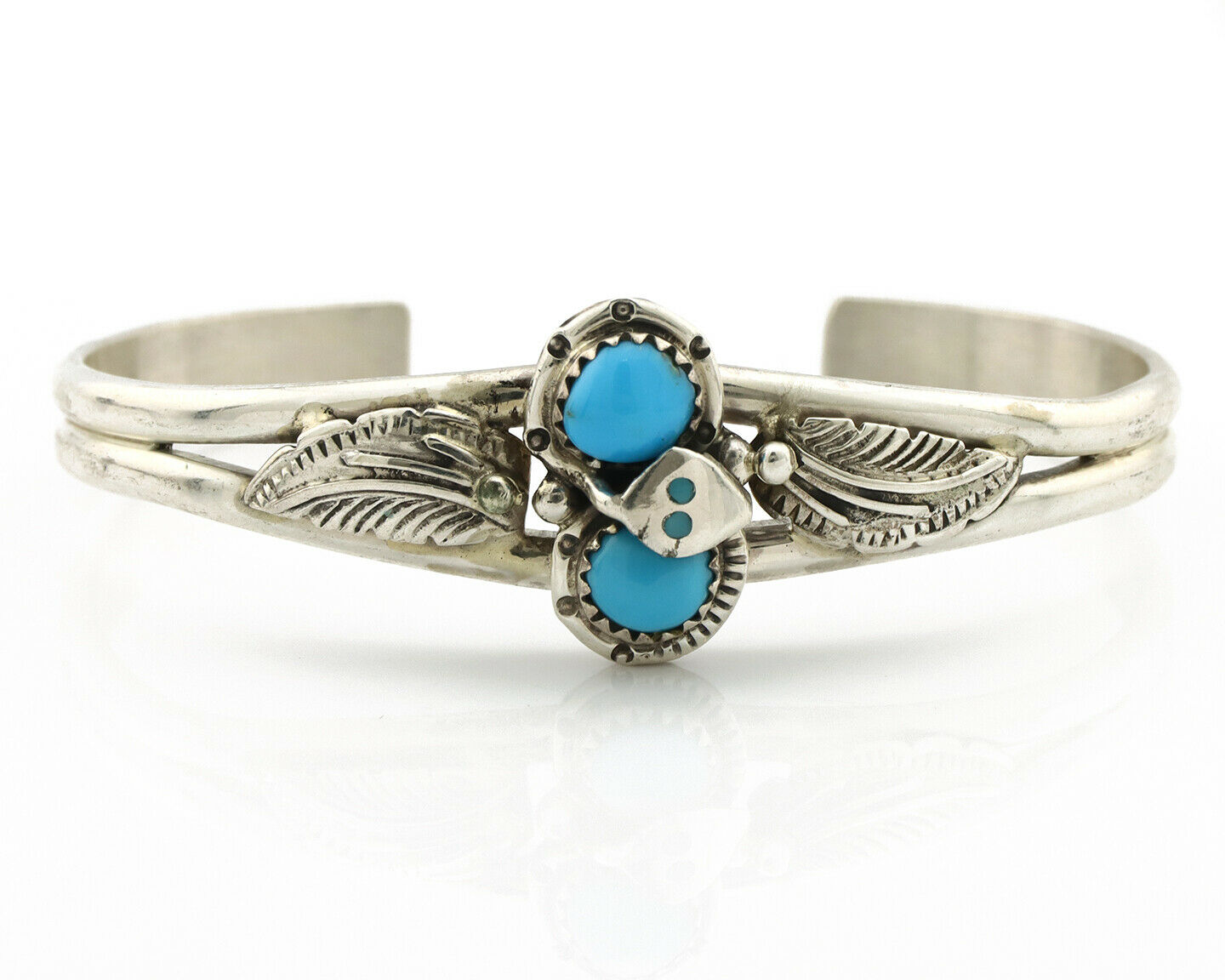 Navajo Bracelet .925 Silver Blue Turquoise Signed H Spencer C.80's