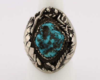 Navajo Ring 925 Silver Blue Sleeping Beauty Turquoise Artist Ray John C.80's