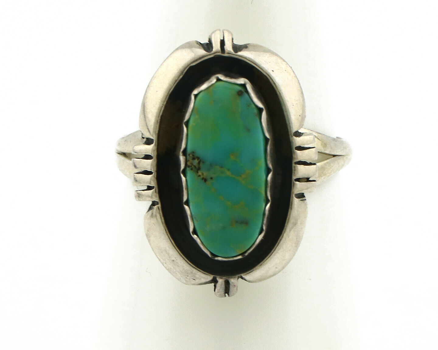Navajo Ring .925 Silver Kingman Turquoise Handmade Native American Artist C.80's