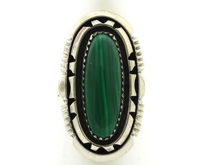 Navajo Ring 925 Silver Natural Malachite Artist Signed William Denetdale C.80's