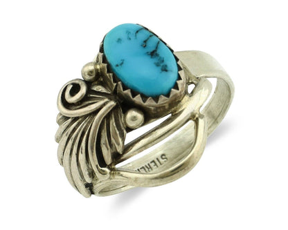 Navajo Ring .925 Silver Sleeping Beauty Turquoise Native Artist C.80's