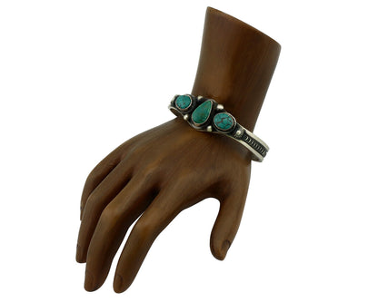 Women's Navajo .925 Silver Blue Natural Turquoise Artist Signed LE C.80's