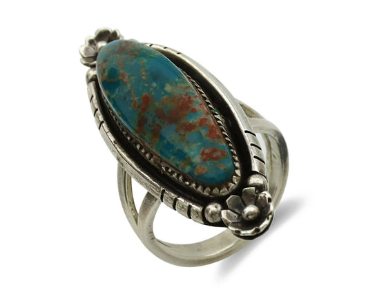 Navajo Ring .925 Silver Nevada Turquoise Native American Artist C.1980's