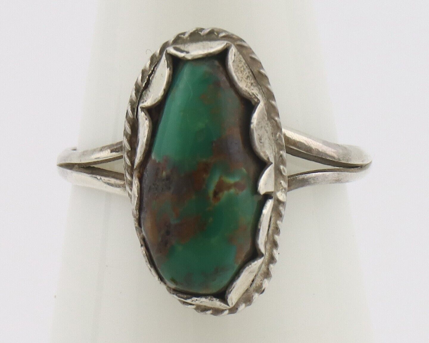 Navajo Handmade Ring 925 Silver Green Turquoise Native Artist C.80's