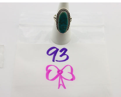 Navajo Ring .925 Silver Blue Gem Turquoise Artist Signed USA C.80's