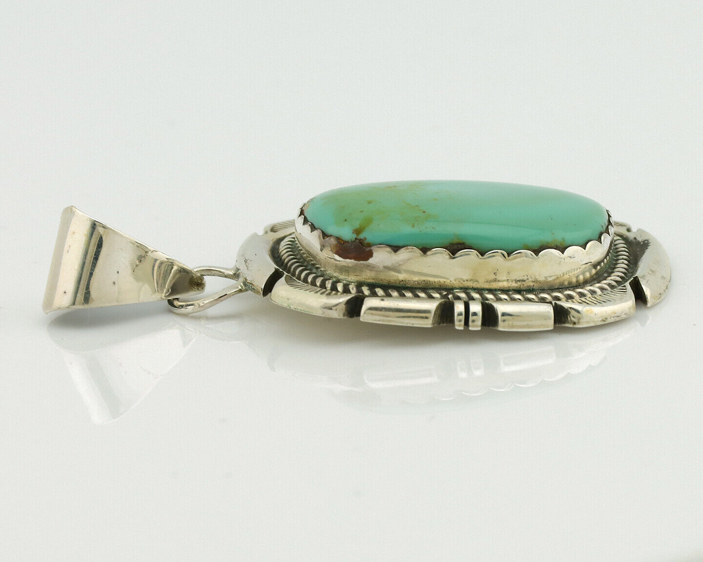 Navajo Necklace .925 Silver Arizona Turquoise Signed Jon McCray C.1980's