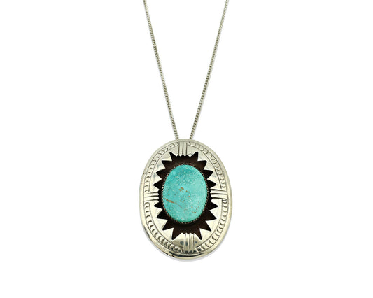 Navajo Pendant .925 Silver Southwest Turquoise Native Artist C.1980's