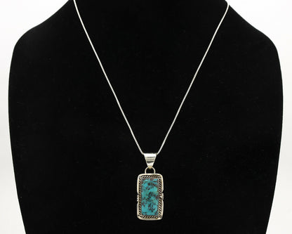 Navajo Necklace .925 Silver Kingman Turquoise Signed AB C.1980's