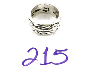 Navajo Ring .925 Silver Handmade Hand Stamped 3 Row Rope Band C.1980s