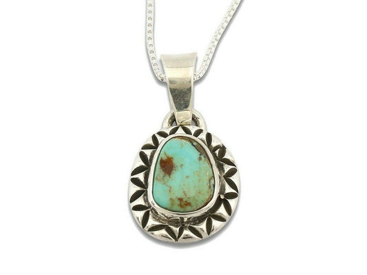 Navajo Necklace .925 Silver Kingman Turquoise Signed Gecko C.1980's