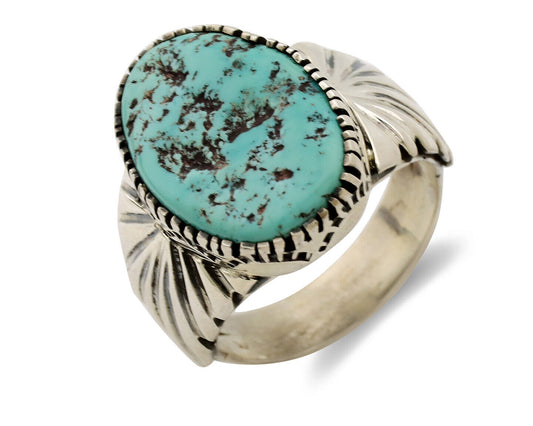 Navajo Ring .925 Silver Sleeping Beauty Turquoise Artist Signed DK C.80's