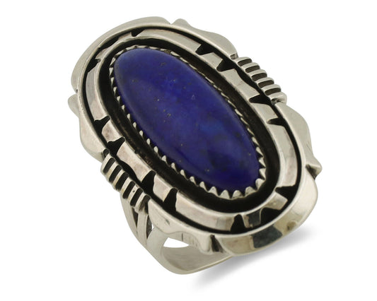 Navajo Ring 925 Silver Natural Lapis Lazuli Artist Signed William Denetdale C80s