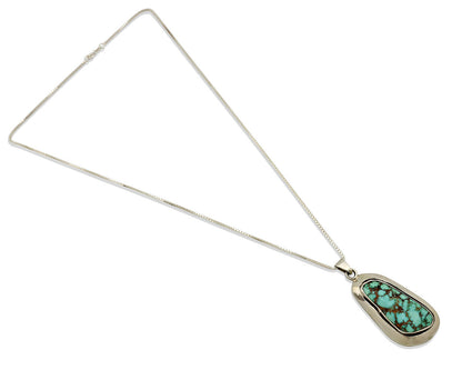 Navajo Necklace .925 Silver Kingman Turquoise Signed C Montoya C.1980's