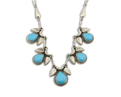 Women's Turquoise Necklace .925 Silver Taxo Mexico Signed GCOI Circa 1980's