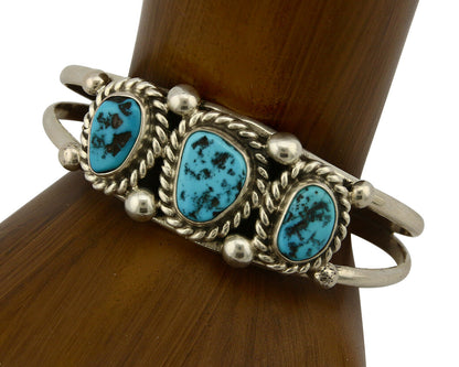 Navajo Bracelet .925 Silver Sleeping Beauty Turquoise Native C.80's